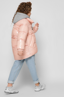 Трендовая дутая куртка на экопухе цвет розовый 36910, Цвет: Розовый, Размер: 110, изображение 4