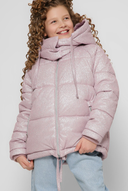 Коротка зимова куртка з люрексом колір рожевий 36913, Колір: Рожевий, Розмір: 122