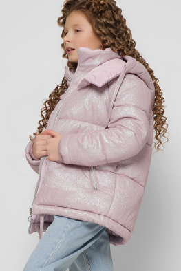 Короткая зимняя куртка с люрексом цвет розовый 36913, Цвет: Розовый, Размер: 122, изображение 2