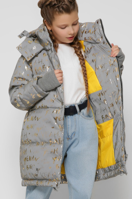 Дитяча світловідбивна куртка з написами колір золото 36980, Колір: Золото, Розмір: 116, зображення 4