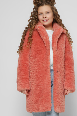 Модна шубка для дівчаток колір корал 36917, Колір: Корал, Розмір: 110
