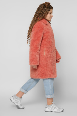 Модная шубка для девочек цвет коралл 36917, Цвет: Корал, Размер: 122, изображение 3