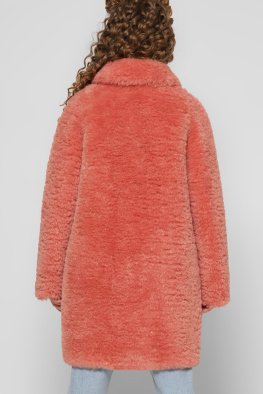 Модная шубка для девочек цвет коралл 36917, Цвет: Корал, Размер: 122, изображение 4