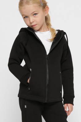 Детская черная спортивная кофта на молнии 38382, Цвет: Черный, Размер: 86