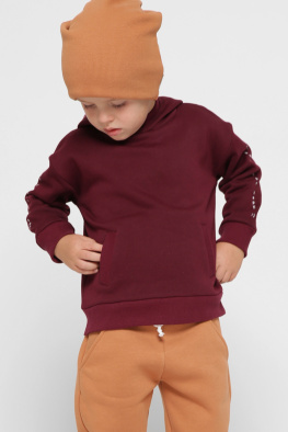 Детский худи с надписями на рукаве цвет марсала 38378, Цвет: Бургунди, Размер: 86