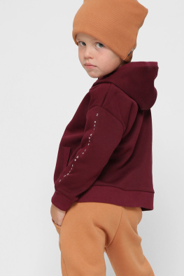 Дитячий худі з написами на рукаві колір марсала 38378, Колір: Бургунді, Розмір: 86, зображення 5