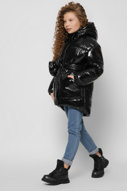 Підлітковий пуховик із сумкою для дівчинки 43463, Колір: Чорний, Розмір: 116, зображення 5