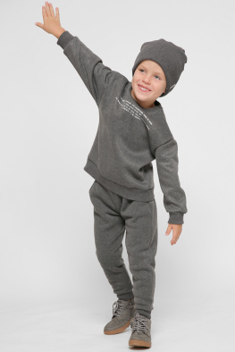 Дитячий світшот з написом колір графіт 38457, Колір: Графіт, Розмір: 80, зображення 6