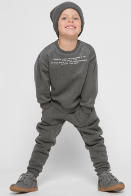 Детский свитшот с надписью цвет графит 38457, Цвет: Графит, Размер: 80