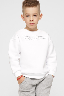 Детский свитшот с надписью цвет белый 38459, Цвет: Белый, Размер: 86, изображение 4