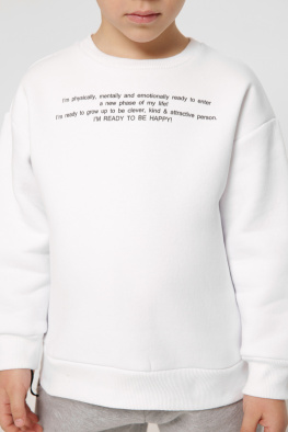 Детский свитшот с надписью цвет белый 38459, Цвет: Белый, Размер: 86, изображение 9