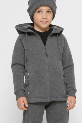 Дитяча спортивна кофта на блискавці колір графіт 38468, Колір: Графіт, Розмір: 86, зображення 2