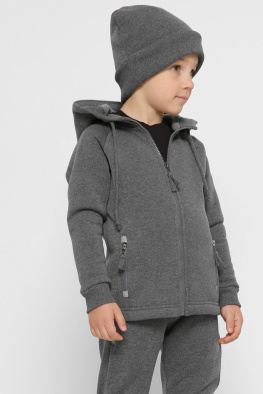 Дитяча спортивна кофта на блискавці колір графіт 38468, Колір: Графіт, Розмір: 86, зображення 3