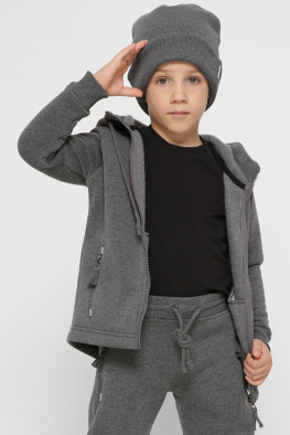Дитяча спортивна кофта на блискавці колір графіт 38468, Колір: Графіт, Розмір: 86, зображення 6
