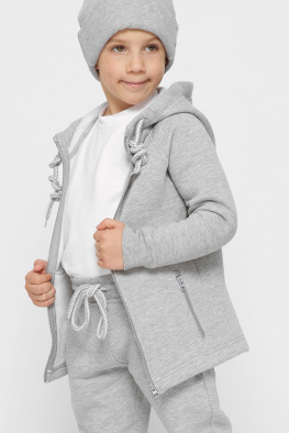 Детская спортивная кофта на молнии цвет серый 38469, Цвет: Серый, Размер: 86