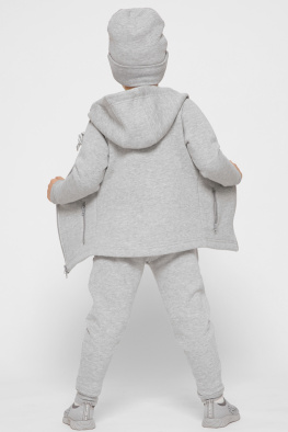 Дитяча спортивна кофта на блискавці колір сірий 38469, Колір: Сірий, Розмір: 98, зображення 4