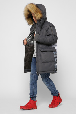 Зимняя куртка для мальчика цвет серый 36919, Цвет: Серый, Размер: 134, изображение 3