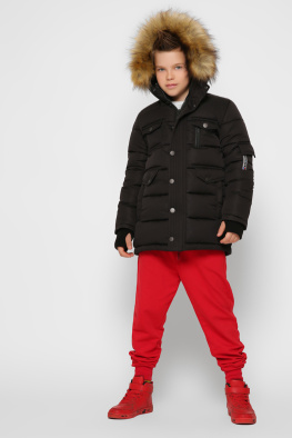 Стильна зимова чорна куртка для хлопчика 36925, Колір: Чорний, Розмір: 110