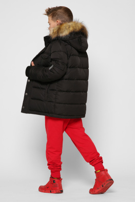 Стильна зимова чорна куртка для хлопчика 36925, Колір: Чорний, Розмір: 110, зображення 4