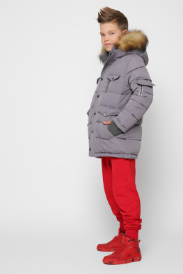Стильна зимова сіра куртка для хлопчика 36927, Колір: Сірий, Розмір: 110, зображення 4