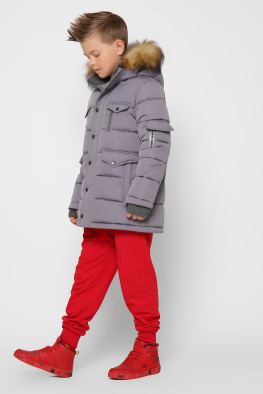 Стильна зимова сіра куртка для хлопчика 36927, Колір: Сірий, Розмір: 110, зображення 5
