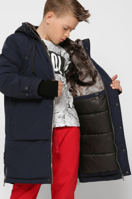 Детская зимняя куртка с молниями цвет синий 36930, Цвет: Синий, Размер: 110, изображение 2