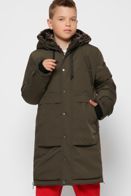 Дитяча зимова куртка з блискавками колір хакі 36931, Колір: Хакі, Розмір: 110