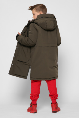 Детская зимняя куртка с молниями цвет хаки 36931, Цвет: Хаки, Размер: 110, изображение 5