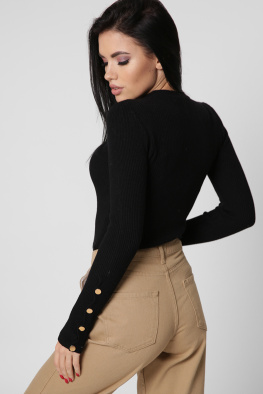 Чорний гольф із гудзиками на рукавах 38676, Колір: Чорний, Розмір: S, зображення 4