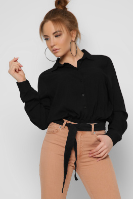 Женская блузка на резинке цвет черный 36855, Цвет: Черный, Размер: M