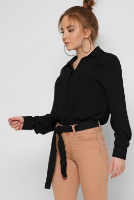 Женская блузка на резинке цвет черный 36855, Цвет: Черный, Размер: M, изображение 3