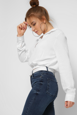 Жіноча блуза на резинці колір білий 36856, Колір: Білий, Розмір: L, зображення 2