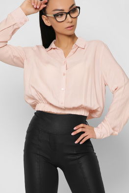 Женская блузка на резинке цвет пудра 36857, Цвет: Пудровый, Размер: M