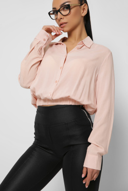 Жіноча блуза на резинці колір пудра 36857, Колір: Пудровий, Розмір: L, зображення 2
