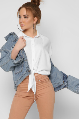 Модная белая блузка на завязке 36859, Цвет: Белый, Размер: L, изображение 6