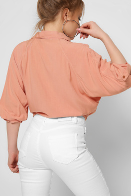 Модная персиковая блузка на завязке 36860, Цвет: Персиковий, Размер: M, изображение 2