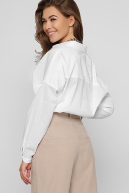 Базова біла сорочка оверсайз із накладними кишенями 36046, Колір: Білий, Розмір: M, зображення 6