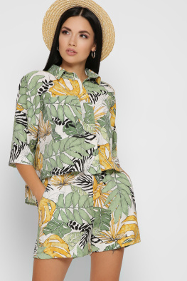 Костюм с рубашкой и шортами цвет зеленый 48813, Цвет: Зеленый, Размер: XS, изображение 3