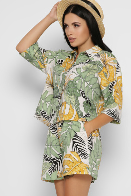 Костюм с рубашкой и шортами цвет зеленый 48813, Цвет: Зеленый, Размер: XS, изображение 4