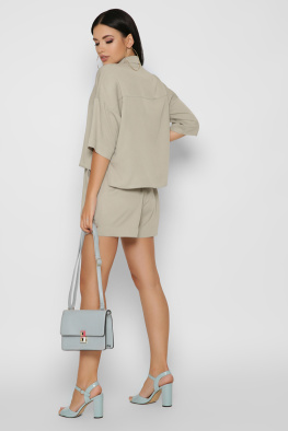 Женский оливковый костюм с рубашкой и шортами 48812, Цвет: Хаки, Размер: XS, изображение 4