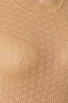 Трикотажний светр із ажурним малюнком колір пісок 36865, Колір: Кемел, Розмір: ONE SIZE, зображення 3