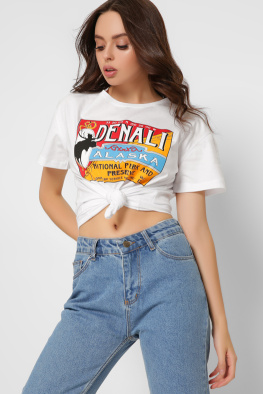 Біла футболка Standart з яскравим принтом Denali Alaska 57861, Колір: Білий, Розмір: S, зображення 2