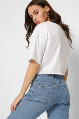 Коротка жіноча футболка Standart на зав'язках колір білий 57865, Колір: Білий, Розмір: L, зображення 4