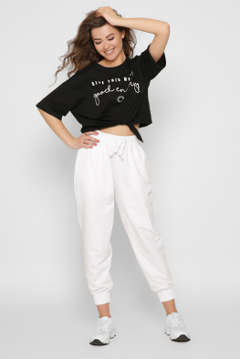 Короткая женская футболка Standart на завязках цвет черный 57866, Цвет: Черный, Размер: L, изображение 3