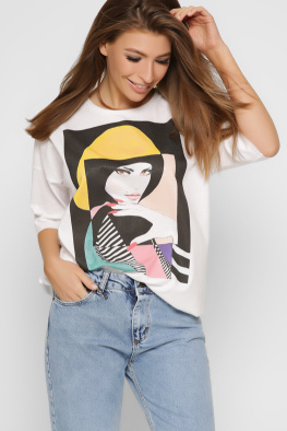 Белая женская футболка Standart с принтом Женщина с маникюром 57859, Цвет: Белый, Размер: S, изображение 2