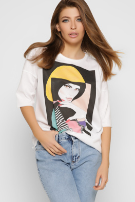 Белая женская футболка Standart с принтом Женщина с маникюром 57859, Цвет: Белый, Размер: S, изображение 5