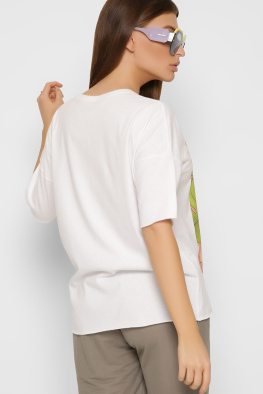 Женская футболка Standart с принтом Девушка с чашкой 57860, Цвет: Белый, Размер: XS, изображение 5