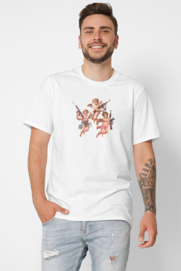 Футболка мужская с принтом Standart CRC 101-3 Янголи з автоматами 37502, Цвет: Белый, Размер: S