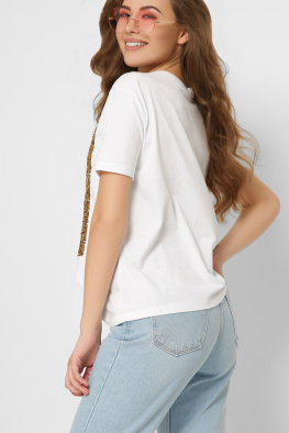 Женская футболка «Девушки в пайетках» цвет белый 57864, Цвет: Белый, Размер: S, изображение 4