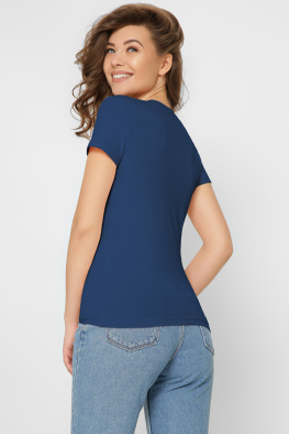 Футболка жіноча базова Standart CRC FS-201-35 57833, Колір: Джинс, Розмір: XS, зображення 2